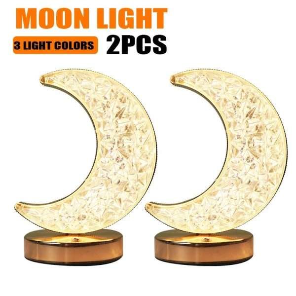 1-3PCS Moon Night Lamp Crystal Desk Lamp 3 Colors Dimming Table Light Touch Bedside Romantic Diamond Atmosphere Decor Lamp - Image 9