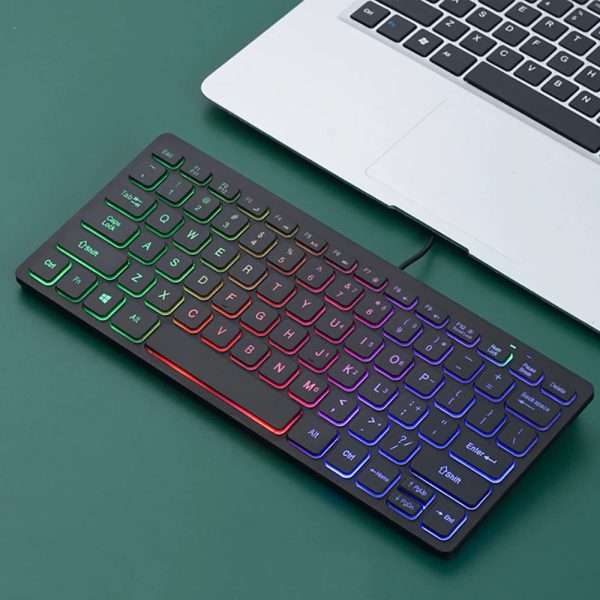 1PCS RGB Colorful Backlit 78keys Wired Keyboard Mini Small Size USB Set Home Office Universal Laptop Desktop External Keypad - Image 3