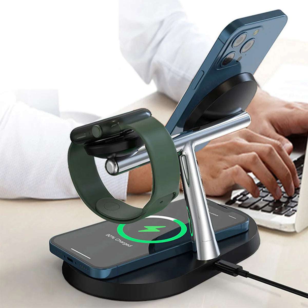 30W Magnetic Wireless Charger Stand for iPhone 15 14 13 12 Pro Max Apple Watch 8 7 Airpods Pro 3 In 1 Fast Phone Charging Sation - Image 6