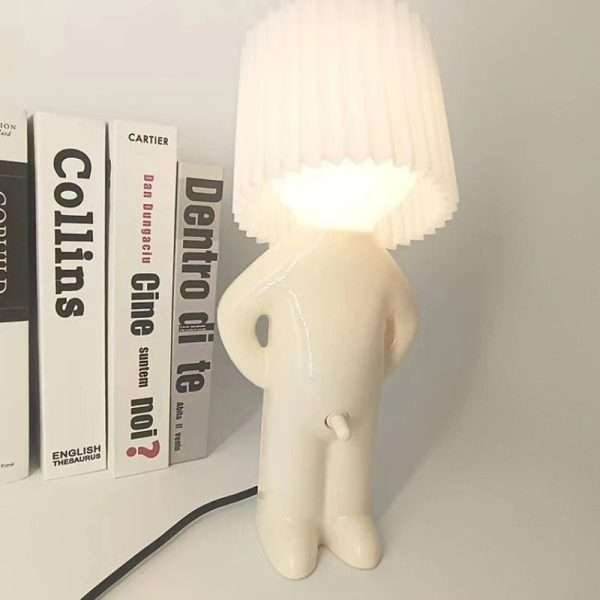 Claeted Naughty Boy Creative Table Lamp Unique LED Pleats Reading Lighting Bedroom Bedside Night Light Children's Gift