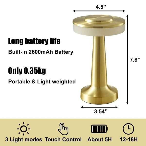 LED Book Light, Cordless, 1800mAh USB, 3-Level Touch, Reading, Bedroom, Bar, Hotel Lamp. - Image 4