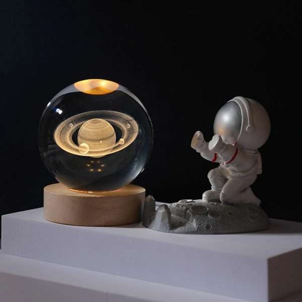 Crystal Ball LED Night Light Glowing Planet Galaxy Solar System Astronaut 3D Moon Table Lamp USB Bedroom Atmosphere Lamp - Image 5
