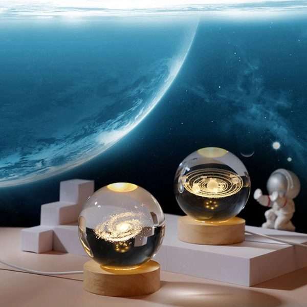 Crystal Ball LED Night Light Glowing Planet Galaxy Solar System Astronaut 3D Moon Table Lamp USB Bedroom Atmosphere Lamp - Image 2