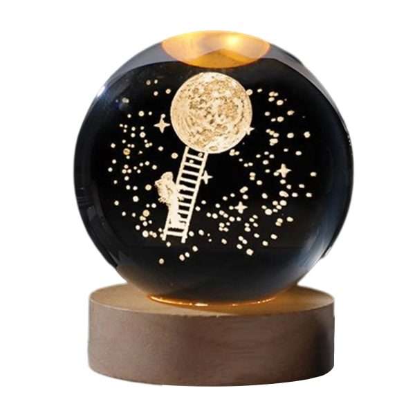 Crystal Ball LED Night Light Glowing Planet Galaxy Solar System Astronaut 3D Moon Table Lamp USB Bedroom Atmosphere Lamp - Image 18