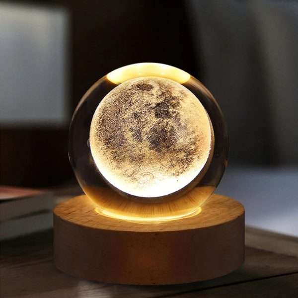 Crystal Ball LED Night Light Glowing Planet Galaxy Solar System Astronaut 3D Moon Table Lamp USB Bedroom Atmosphere Lamp - Image 3