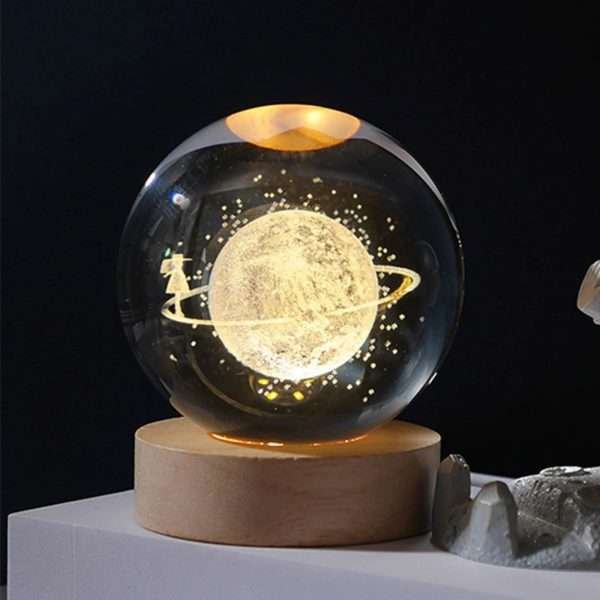 Crystal Ball Night Lights Glowing Planet Galaxy Astronaut 3D Moon Table Lamp USB Atmosphere Lamp Tabletop Decorations Kid Gifts - Image 8