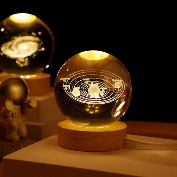 Crystal Ball Night Lights Glowing Planet Galaxy Astronaut 3D Moon Table Lamp USB Atmosphere Lamp Tabletop Decorations Kid Gifts - Image 3