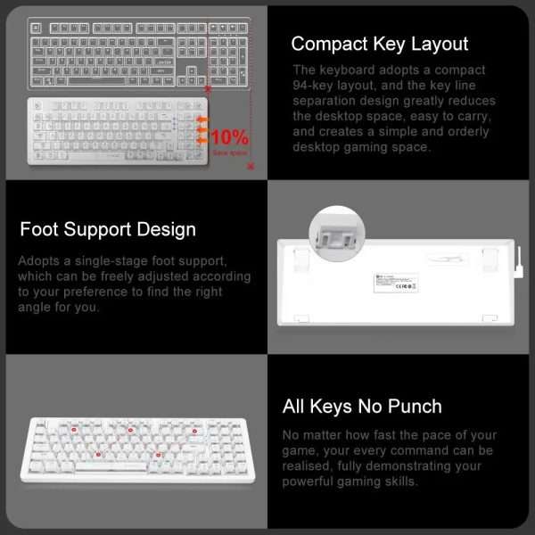 E-YOOSO Z94 USB Mechanical Gaming Keyboard Wired Monochrome Backlit 94 Key Russian Brazilian Portuguese for Compute Laptop PC - Image 5