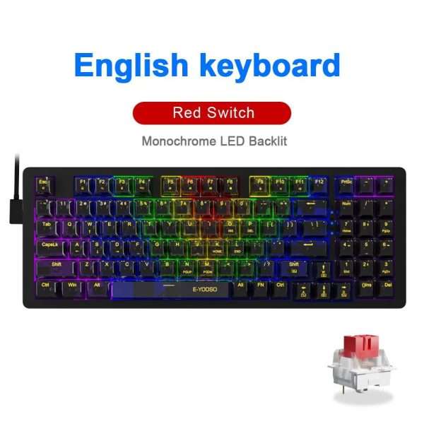 E-YOOSO Z94 USB Mechanical Gaming Keyboard Wired Monochrome Backlit 94 Key Russian Brazilian Portuguese for Compute Laptop PC - Image 13