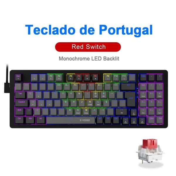 E-YOOSO Z94 USB Mechanical Gaming Keyboard Wired Monochrome Backlit 94 Key Russian Brazilian Portuguese for Compute Laptop PC - Image 8
