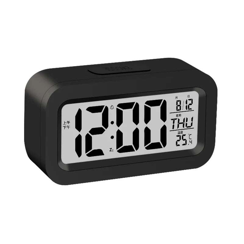 LCD Digital Alarm Clock With Indoor Temperature, Snooze Function Month Date Battery Operated Desk Small Clock - Image 4
