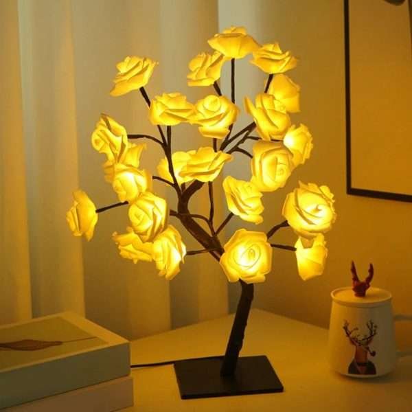 LED Table Lamp Rose Flower Tree USB LED Table Night Light Valentine's Day Romantic Atmosphere Decor Gift for Women Girls - Image 2