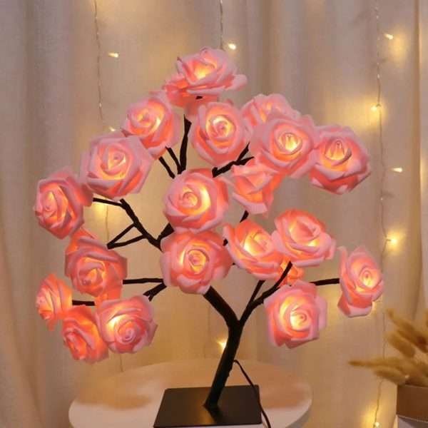 LED Table Lamp Rose Flower Tree USB LED Table Night Light Valentine's Day Romantic Atmosphere Decor Gift for Women Girls - Image 4