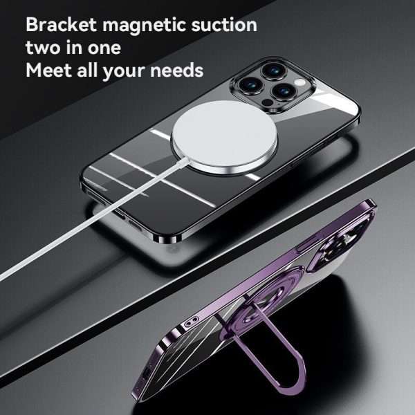 Luxury Magsafe Magnetic Phone Case With Metal Invisible Bracket Stand For iPhone - Image 5