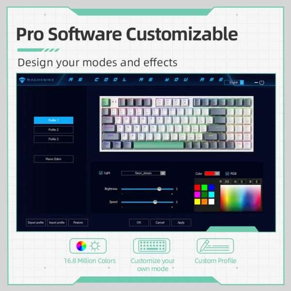 Machenike K500 Mechanical Keyboard Gaming Keyboard Wired Keyboard Hot Swappable 94 Keys RGB Light Mac Windows - Image 3