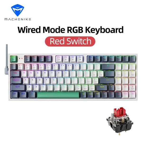 Machenike K500 Mechanical Keyboard Gaming Keyboard Wired Keyboard Hot Swappable 94 Keys RGB Light Mac Windows - Image 7