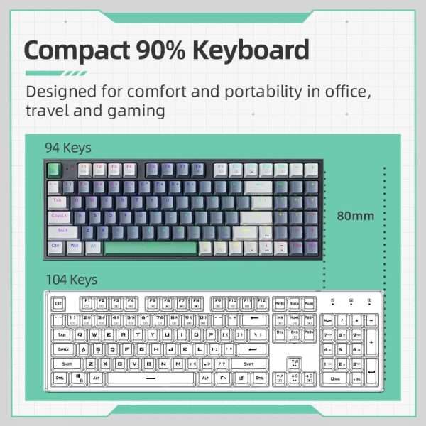 Machenike K500 Mechanical Keyboard Gaming Keyboard Wired Keyboard Hot Swappable 94 Keys RGB Light Mac Windows - Image 4