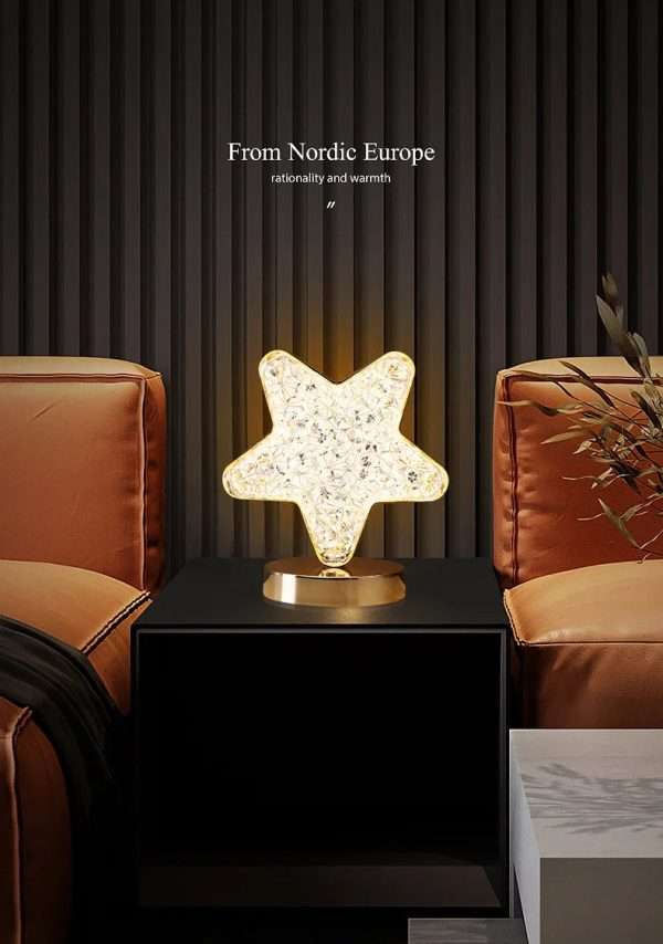 Nordic Luxury Bedroom Lamp Acrylic Crystal Star Bedside Table Lamp Romantic Atmosphere Lamp Recharge Touch Switch Night Lights - Image 6