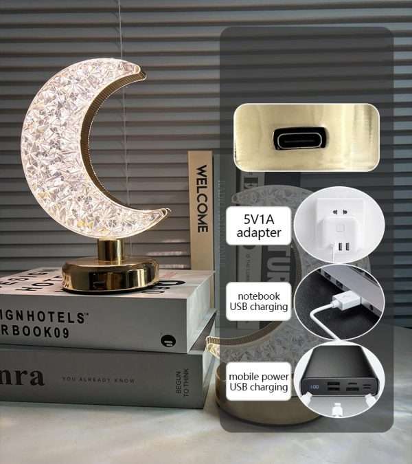 Nordic Luxury Bedroom Lamp Acrylic Crystal Star Bedside Table Lamp Romantic Atmosphere Lamp Recharge Touch Switch Night Lights - Image 3