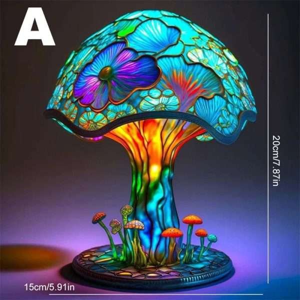 Retro Stained Glass Plant Series Table Lamps Colorful Flower Mushroom Creative Table Night Lamp Bedroom Bedside Atmosphere Light - Image 10