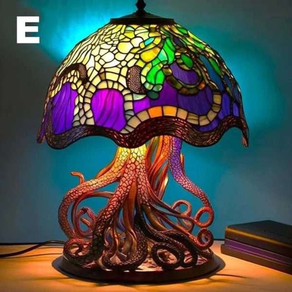 Retro Stained Glass Plant Series Table Lamps Colorful Flower Mushroom Creative Table Night Lamp Bedroom Bedside Atmosphere Light - Image 14