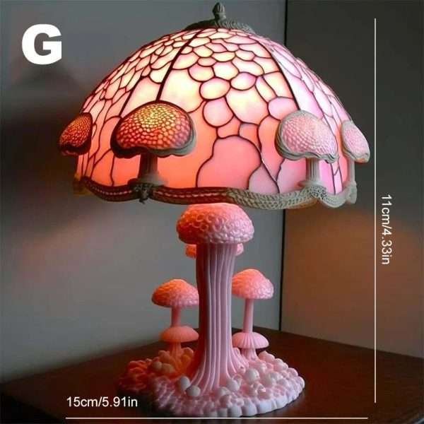 Retro Stained Glass Plant Series Table Lamps Colorful Flower Mushroom Creative Table Night Lamp Bedroom Bedside Atmosphere Light - Image 12