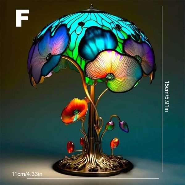 Retro Stained Glass Plant Series Table Lamps Colorful Flower Mushroom Creative Table Night Lamp Bedroom Bedside Atmosphere Light - Image 13