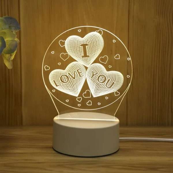 Romantic Love 3D Acrylic Led Lamp for Home Children's Night Light Table Lamp Birthday Party Decor Valentine's Day Bedside Lamp - Image 8
