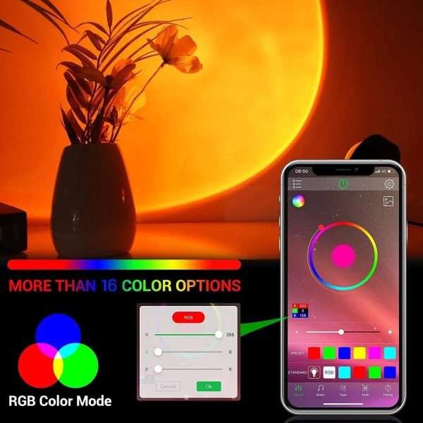 Smart Bluetooth Night Light Rainbow Sunset Projector Lamp for Home Coffe shop Background Wall Decoration Atmosphere Table Lamp - Image 4