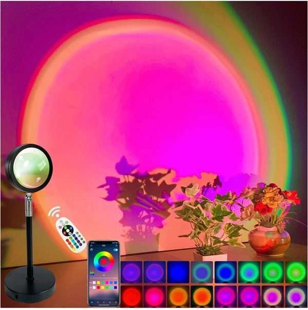 Smart Bluetooth Night Light Rainbow Sunset Projector Lamp for Home Coffe shop Background Wall Decoration Atmosphere Table Lamp - Image 8