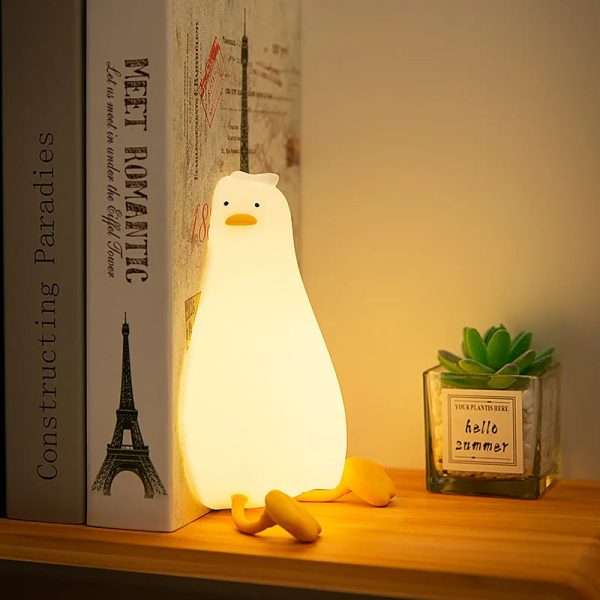 USB Rechargeable Duck Lamp, Silicone Mood Light, Bedside Decor, Creative Gift for Kids, Night Light for Room. - Image 2