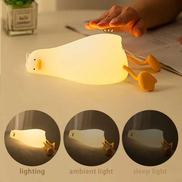 USB Rechargeable Duck Lamp, Silicone Mood Light, Bedside Decor, Creative Gift for Kids, Night Light for Room. - Image 3