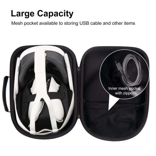 VR Accessories for Meta Quest 3 Elite Strap VR Headset Travel Carrying Case for Meta Quest 3 Hard Protective Travel Bag - Image 3