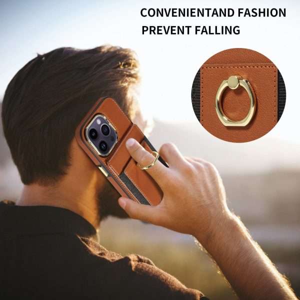 Wallet Leather Phone Case With Wallet Pocket and Ring Holder For IPhone - Image 13
