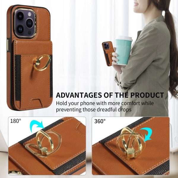 Wallet Leather Phone Case With Wallet Pocket and Ring Holder For IPhone - Image 6